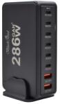 BlackBird BH1670 Променливотоково зарядно устройство 8 Type-C гнездо 286W, PD бързо зарядно устройство, ЧЕРНО (BH1670)