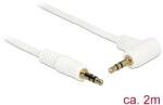 Delock Стерео жак кабел 3.5 mm 3 пина мъжки към мъжки 2 m 90 бял