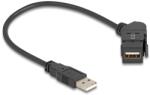 Delock USB 2.0 A-тип гайка за монтиране на панел 45° извит A-тип с 30 cm кабел, черен