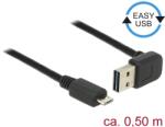 Delock Кабел EASY-USB 2.0 тип A конектор, извит нагоре/надолу USB 2.0 тип Micro-B