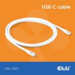 Club 3D Кабел Club 3D - CAC-3001 (USB-C, PD 240W, 20Gbps, 4K60Hz, бял, M/M, 2 m) (CAC-3001)
