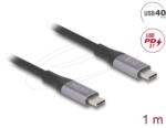 Delock кабел USB 40 Gbps Type-C мъжки/мъжки PD 3.1 240W E-Marker 1m сив метал 81191 (81191)