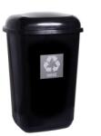 MOCCA Кош за боклук Plafor Quatro MOCCA 45L, черен/сребърен, с пружинен капак PL659-04 (PL659-04)