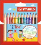 STABILO Комплект цветни моливи, триъгълни, дебели, къси, STABILO "Trio", 12 различни цвята (205/12-01)