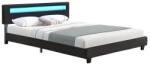 Juskys Kárpitozott modern ágy 160x200 LED és léces vázzal fekete (28904)