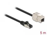 Delock Кабел RJ45 мъжки - Keystone модул RJ45 женски Cat. 6A, дължина 5 m, черен