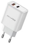 Awei PD81-EU мрежово зарядно устройство USB+Type-C гнездо 22, 5W, PD бързо зарядно устройство, БЯЛО (PD81-EU)