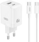 XO CE36 Променливотоково зарядно устройство USB+Type-C гнездо 45W, PD бързо зарядно устройство 3.0 + Type-C кабел, БЯЛО XO-CE36+TYPEC (XO-CE36+TYPEC)