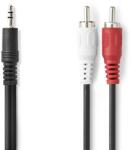 Nedis CAGL22200BK15 стерео аудио кабел, 3, 5 Jack щепсел - 2 X RCA щепсел, дължина 1, 5 m (CAGL22200BK15)