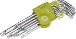 Extol Комплект ключове торкс, Cr40. 9бр. , единият край с отвор; T10, 15, 20, 25, 27, 30, 40, 45, 50, на блистер