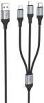 hoco. X102 кабел за зареждане 3в1 USB - Type-C/мълния/microUSB, 100 см, ЧЕРЕН X102_B (X102_B)
