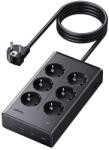 UGREEN S622 разпределение на захранването 6 AC+3 USB+Type-C гнезда 20W, PD бързо зарядно устройство 3.0 + 150cm захранващ кабел, ЧЕРНО 75141 (75141)