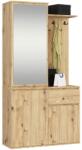 Brius Set hol cu dulap oglinda, cuier 5 carlige si sertar, PAL laminat 16 mm, margini ABS, 95x35x183 cm, stejar artisan (AK-38162525-3/3) Pantofar