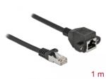 Delock Удължителен мрежов кабел S/FTP RJ45 мъжки - RJ45 женски Cat. 6A, дължина 1 m, черен