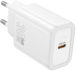 hoco. N62 Gentle еднопортово 30W USB-C зарядно устройство - бяло