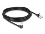 Delock RJ45 мрежов кабел Cat. 6A S/FTP тънък 90 градуса низходящо огъване / прав 5 м черен