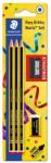 STAEDTLER Графитен молив, HB, шестоъгълен, с острилка и гума, STAEDTLER "Noris" 120 SBK3P1 (120 SBK3P1)