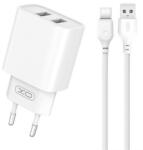 XO CE02C мрежово зарядно устройство, 2 USB гнезда, 10, 5 W, бързо зарядно устройство + кабел Type-C, БЯЛ XO-CE02C (XO-CE02C TYPE-C)