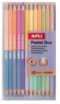 APLI Комплект цветни моливи, с двойни краища, триъгълни, APLI "Pastel Duo", 24 различни пастелни цвята 20084 (20084)