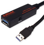 Roline 12.04. 1097 Удължителен кабел USB 3.0 с дължина 10 м + усилвател + концентратор за 4 порта (12.04. 1097) (12.04.1097)