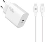S-Link Мрежово зарядно устройство S-Link - SL-EC62TP (20W, бързо зареждане QC4.0, Type-C към Type-C, 100cm кабел за данни и зареждане, бял) 37439 (37439)