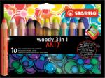 STABILO Цветни моливи STABILO Woody 3в1 цилиндрични дебели 10 бр. /комплект + острилка 880/10-1-20 (880/10-1-20)