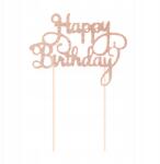 PartyPal Topper muffin tortadíszítő Happy Birthday Rózsaszín Arany Rose Gold