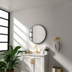 Fluminia Oglinda cu LED, dezaburire si ceas Fluminia, Aster 80 Clock, O 80 cm, iluminare perimetrala, rama neagra (AS-B-80-CL)