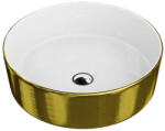 Spectrum Lavoar pe blat Spectrum, Rosina Brushed Gold, rotund, auriu periat-alb (25765) - sanoterm