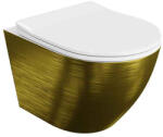 Spectrum Set WC suspendat Spectrum, Trendi Slim Brushed Gold, rimless, cu capac soft close, auriu periat-alb (31858) - sanoterm