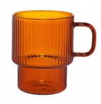 CHiATO Bordázott latte pohár CHiATO füllel 260 ml retro amber barna (ChiatoCupGrvBrH260ml)