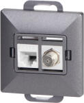ORNO Priză simplă tip F + Priză simplă tel-comp. RJ-45 Cat6 Pearl, TV/F+RJ45/P, antracit (O-OR-OE-7718_A)