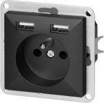 ORNO Priză simplă încastrată 2P+E cu încărcător Pearl, 16A, 250V, PT-16P/USB, negru (O-OR-OE-7705_USB_B)