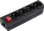 ElgoTech Priză de rețea 4x 230V neagră cu comutator GN-40W-2 (L-URZ3280)