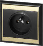 ORNO Priză încastrată simplă 2P+E Luna, 16A, 250V, PT-16L, negru/auriu (O-OR-OE-7605_BC)