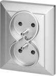 ORNO Priză dublă încastrată 2x2P+E Pearl, 16A, 250V, PT-6 P, argintiu (O-OR-OE-7706_K_G)