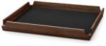 LIND DNA Tavă de servire AIRY CORDUROY 30 x 30 cm, negru cerneală / maro, piele / lemn, LIND DNA (LIND993352) Tava