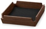 LIND DNA Tavă de servire AIRY CORDUROY 18 x 18 cm, cerneală neagră / maro, piele / lemn, LIND DNA (LIND993465) Tava