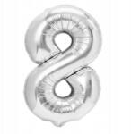 PartyPal Fólia lufi Szám 8 Ezüst 40cm