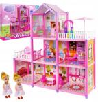 click4TOYS Babaház Rózsaszín Gyerekeknek 2x Terasz 3 Emelet 2 Baba Bútor Kiegészítők (7816)