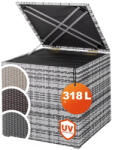 Debau Kerti tároló láda 318 L polyrattan, szürke kültéri tároló vízálló béléssel
