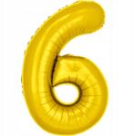 PartyBee Fólia lufi Szám 6 Arany 100cm XXL nagy szám alakú héliumos lufi