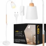 LEDTechnics Álló Padló Lámpa Fehér Állítható Fa 170cm E27 Led Kapcsoló (8565)