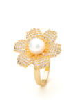 ElectraStore Inel Reglabil Auriu Pearl Flower (C4817)