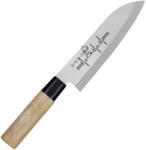 Satake Megumi Santoku Japán rozsdamentes konyhakés 56 HRC, 17 cm, gumifa markolat, Foci Budapest 2026 lézergravír mintázat (801-614-gravirozott-foci-budapest)