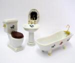 Hobbyplanet Baie -obiecte sanitare PORTELAN alb cu model set 4 piese DELUXE - miniaturi papusi colectionari (V29801)