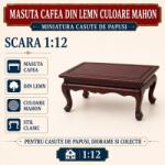 Hobbyplanet Masuta cafea din lemn culoare mahon, miniatura 1: 12 pentru casute de papusi (v23227)