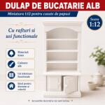 Hobbyplanet Dulap de bucatarie alb cu rafturi si usi functionale, miniatura 1: 12 pentru casute de papusi (V23717)