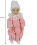 DOLLHOUSE Papusa bebelus din portelan fetita roz, scara 1 12, 7 cm (C2666) Papusa