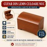 Hobbyplanet Cufar din lemn culoare nuc cu capac functional, miniatura 1: 12 pentru casute de papusi (V23996)